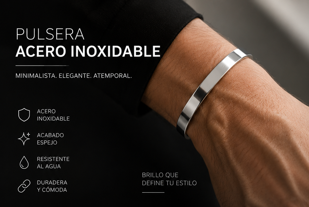 Pulsera de acero inoxidable clásica (acabado brillo)